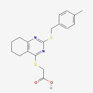 2-({2-[(4-Methylbenzyl)sulfanyl]-5,6,7,8-tetrahydro-4-quinazolinyl}sulfanyl)acetic acid