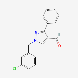 molecular formula C17H13ClN2O B2994217 1-(3-chlorobenzyl)-3-phenyl-1H-pyrazole-4-carbaldehyde CAS No. 1006472-07-6