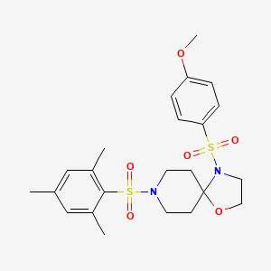 molecular formula C23H30N2O6S2 B2994219 8-(Mesitylsulfonyl)-4-((4-methoxyphenyl)sulfonyl)-1-oxa-4,8-diazaspiro[4.5]decane CAS No. 898452-95-4