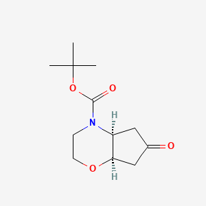 molecular formula C12H19NO4 B2994224 叔丁基(4aS,7aR)-6-氧代-2,3,4a,5,7,7a-六氢环戊[b][1,4]恶嗪-4-羧酸酯 CAS No. 2408936-34-3