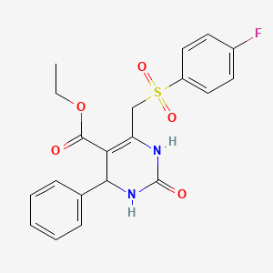 molecular formula C20H19FN2O5S B2994227 Ethyl 6-{[(4-fluorophenyl)sulfonyl]methyl}-2-oxo-4-phenyl-1,2,3,4-tetrahydropyrimidine-5-carboxylate CAS No. 902583-11-3