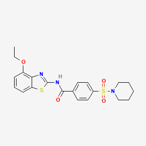 molecular formula C21H23N3O4S2 B2994236 N-(4-乙氧基苯并[d]噻唑-2-基)-4-(哌啶-1-基磺酰基)苯甲酰胺 CAS No. 313661-74-4