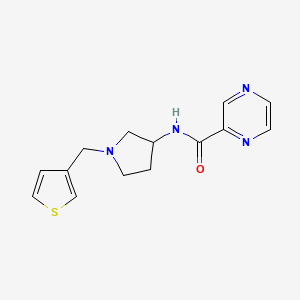molecular formula C14H16N4OS B2994237 N-(1-(thiophen-3-ylmethyl)pyrrolidin-3-yl)pyrazine-2-carboxamide CAS No. 2310122-11-1