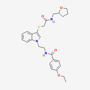 4-ethoxy-N-[2-[3-[2-oxo-2-(oxolan-2-ylmethylamino)ethyl]sulfanylindol-1-yl]ethyl]benzamide