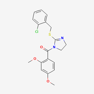 molecular formula C19H19ClN2O3S B2994239 (2-((2-chlorobenzyl)thio)-4,5-dihydro-1H-imidazol-1-yl)(2,4-dimethoxyphenyl)methanone CAS No. 851803-94-6