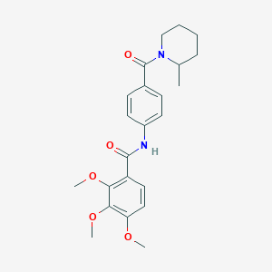 molecular formula C23H28N2O5 B299424 2,3,4-trimethoxy-N-{4-[(2-methyl-1-piperidinyl)carbonyl]phenyl}benzamide 