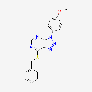 molecular formula C18H15N5OS B2994253 7-(benzylthio)-3-(4-methoxyphenyl)-3H-[1,2,3]triazolo[4,5-d]pyrimidine CAS No. 863500-72-5