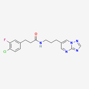 molecular formula C17H17ClFN5O B2994258 N-(3-([1,2,4]triazolo[1,5-a]pyrimidin-6-yl)propyl)-3-(4-chloro-3-fluorophenyl)propanamide CAS No. 2034615-59-1