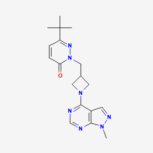 molecular formula C18H23N7O B2994267 6-叔丁基-2-[(1-{1-甲基-1H-吡唑并[3,4-d]嘧啶-4-基}氮杂环丁-3-基)甲基]-2,3-二氢吡哒嗪-3-酮 CAS No. 2199654-90-3