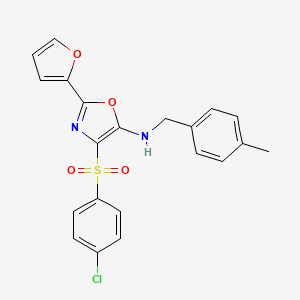 molecular formula C21H17ClN2O4S B2994286 4-[(4-chlorophenyl)sulfonyl]-2-(furan-2-yl)-N-(4-methylbenzyl)-1,3-oxazol-5-amine CAS No. 862794-35-2