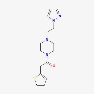 molecular formula C15H20N4OS B2994288 1-(4-(2-(1H-pyrazol-1-yl)ethyl)piperazin-1-yl)-2-(thiophen-2-yl)ethanone CAS No. 1286725-64-1