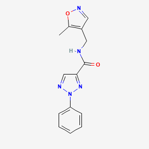 molecular formula C14H13N5O2 B2994304 N-((5-methylisoxazol-4-yl)methyl)-2-phenyl-2H-1,2,3-triazole-4-carboxamide CAS No. 2034403-54-6