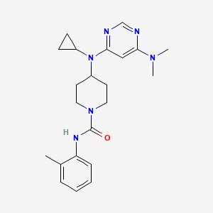 molecular formula C22H30N6O B2994308 4-[Cyclopropyl-[6-(dimethylamino)pyrimidin-4-yl]amino]-N-(2-methylphenyl)piperidine-1-carboxamide CAS No. 2415633-95-1