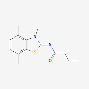 N-(3,4,7-trimethyl-1,3-benzothiazol-2-ylidene)butanamide