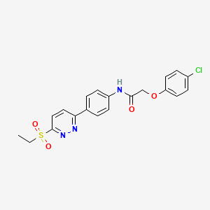 molecular formula C20H18ClN3O4S B2994315 2-(4-chlorophenoxy)-N-(4-(6-(ethylsulfonyl)pyridazin-3-yl)phenyl)acetamide CAS No. 921839-65-8