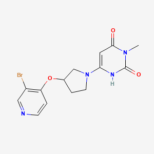 molecular formula C14H15BrN4O3 B2994321 6-[3-(3-Bromopyridin-4-yl)oxypyrrolidin-1-yl]-3-methyl-1H-pyrimidine-2,4-dione CAS No. 2380144-78-3