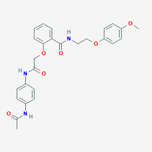 molecular formula C26H27N3O6 B299433 2-{2-[4-(acetylamino)anilino]-2-oxoethoxy}-N-[2-(4-methoxyphenoxy)ethyl]benzamide 