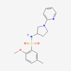 molecular formula C17H21N3O3S B2994335 2-methoxy-5-methyl-N-(1-(pyridin-2-yl)pyrrolidin-3-yl)benzenesulfonamide CAS No. 1788845-81-7