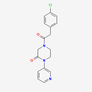 molecular formula C17H16ClN3O2 B2994337 4-[2-(4-Chlorophenyl)acetyl]-1-(pyridin-3-yl)piperazin-2-one CAS No. 2097930-44-2