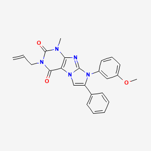 molecular formula C24H21N5O3 B2994338 3-allyl-8-(3-methoxyphenyl)-1-methyl-7-phenyl-1H-imidazo[2,1-f]purine-2,4(3H,8H)-dione CAS No. 896295-12-8