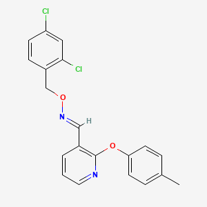 molecular formula C20H16Cl2N2O2 B2994342 2-(4-methylphenoxy)nicotinaldehyde O-(2,4-dichlorobenzyl)oxime CAS No. 478030-91-0