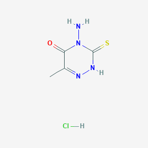 molecular formula C4H7ClN4OS B2994350 4-Amino-3-mercapto-6-methyl-1,2,4-triazin-5(4H)-one hydrochloride CAS No. 2137786-24-2