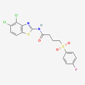 molecular formula C17H13Cl2FN2O3S2 B2994362 N-(4,5-二氯苯并[d]噻唑-2-基)-4-((4-氟苯基)磺酰)丁酰胺 CAS No. 922896-33-1