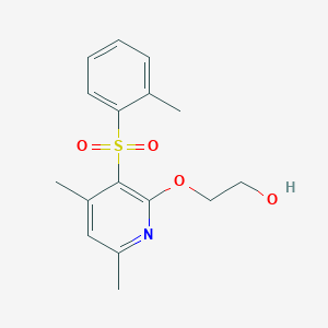 molecular formula C16H19NO4S B2994365 2-({4,6-Dimethyl-3-[(2-methylphenyl)sulfonyl]-2-pyridinyl}oxy)-1-ethanol CAS No. 338411-98-6