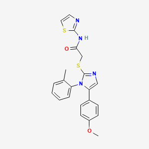 molecular formula C22H20N4O2S2 B2994367 2-((5-(4-甲氧基苯基)-1-(邻甲苯基)-1H-咪唑-2-基)硫代)-N-(噻唑-2-基)乙酰胺 CAS No. 1207024-12-1