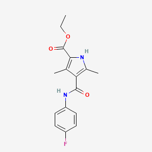 molecular formula C16H17FN2O3 B2994369 4-((4-氟苯基)氨基羰基)-3,5-二甲基-1H-吡咯-2-甲酸乙酯 CAS No. 847461-78-3