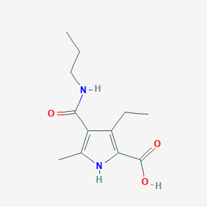 molecular formula C12H18N2O3 B2994371 3-Ethyl-5-methyl-4-(propylcarbamoyl)-1H-pyrrole-2-carboxylic acid CAS No. 2377033-87-7