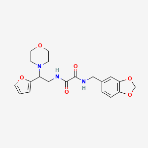molecular formula C20H23N3O6 B2994383 N1-(benzo[d][1,3]dioxol-5-ylmethyl)-N2-(2-(furan-2-yl)-2-morpholinoethyl)oxalamide CAS No. 877630-97-2