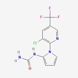 molecular formula C11H8ClF3N4O B2994386 N-{1-[3-chloro-5-(trifluoromethyl)-2-pyridinyl]-1H-pyrrol-2-yl}urea CAS No. 338420-71-6