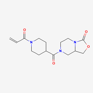molecular formula C15H21N3O4 B2994391 7-(1-Prop-2-enoylpiperidine-4-carbonyl)-5,6,8,8a-tetrahydro-1H-[1,3]oxazolo[3,4-a]pyrazin-3-one CAS No. 2361823-34-7