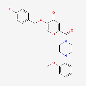 molecular formula C24H23FN2O5 B2994394 5-((4-fluorobenzyl)oxy)-2-(4-(2-methoxyphenyl)piperazine-1-carbonyl)-4H-pyran-4-one CAS No. 1021093-57-1
