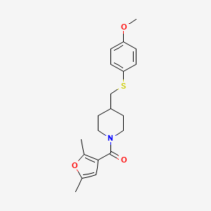 molecular formula C20H25NO3S B2994401 (2,5-Dimethylfuran-3-yl)(4-(((4-methoxyphenyl)thio)methyl)piperidin-1-yl)methanone CAS No. 1421476-58-5