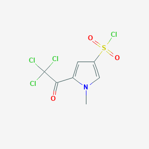 molecular formula C7H5Cl4NO3S B2994404 1-methyl-5-(trichloroacetyl)-1H-pyrrole-3-sulfonyl chloride CAS No. 875163-47-6
