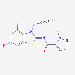 molecular formula C15H10F2N4OS B2994407 (E)-N-(4,6-difluoro-3-(prop-2-yn-1-yl)benzo[d]thiazol-2(3H)-ylidene)-1-methyl-1H-pyrazole-5-carboxamide CAS No. 1173325-84-2