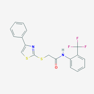 molecular formula C18H13F3N2OS2 B299441 2-[(4-phenyl-1,3-thiazol-2-yl)sulfanyl]-N-[2-(trifluoromethyl)phenyl]acetamide 