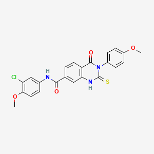 molecular formula C23H18ClN3O4S B2994429 N-(3-氯-4-甲氧基苯基)-3-(4-甲氧基苯基)-4-氧代-2-硫代亚甲基-1H-喹唑啉-7-甲酰胺 CAS No. 421593-34-2