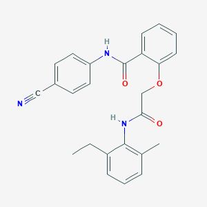 molecular formula C25H23N3O3 B299443 N-(4-cyanophenyl)-2-[2-(2-ethyl-6-methylanilino)-2-oxoethoxy]benzamide 