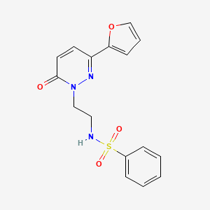 molecular formula C16H15N3O4S B2994430 N-(2-(3-(furan-2-yl)-6-oxopyridazin-1(6H)-yl)ethyl)benzenesulfonamide CAS No. 946314-71-2