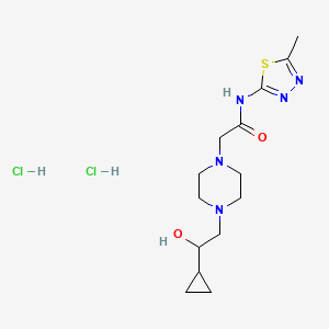 molecular formula C14H25Cl2N5O2S B2994432 2-(4-(2-环丙基-2-羟乙基)哌嗪-1-基)-N-(5-甲基-1,3,4-噻二唑-2-基)乙酰胺二盐酸盐 CAS No. 1396882-66-8
