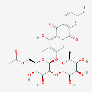 molecular formula C29H32O15 B2994435 1,3,6-trihydroxy-2-methyl-9,10-anthraquinone-3-O-(6'-O-acetyl)-alpha-L-rhamnopyranosyl-(1->2)-beta-D-glucopyranoside CAS No. 87686-87-1