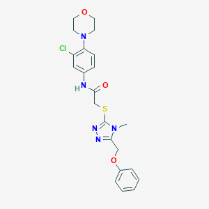 molecular formula C22H24ClN5O3S B299444 N-[3-chloro-4-(4-morpholinyl)phenyl]-2-{[4-methyl-5-(phenoxymethyl)-4H-1,2,4-triazol-3-yl]thio}acetamide 