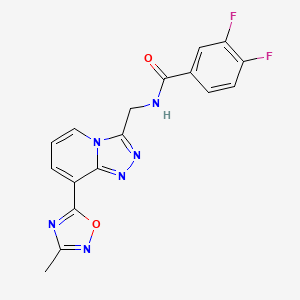 molecular formula C17H12F2N6O2 B2994447 3,4-difluoro-N-{[8-(3-methyl-1,2,4-oxadiazol-5-yl)[1,2,4]triazolo[4,3-a]pyridin-3-yl]methyl}benzamide CAS No. 1775549-06-8