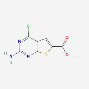 molecular formula C8H6ClN3O2S B2994449 2-氨基-4-氯噻吩并[2,3-d]嘧啶-6-甲酸甲酯 CAS No. 871231-32-2