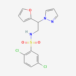 molecular formula C15H13Cl2N3O3S B2994451 2,5-dichloro-N-(2-(furan-2-yl)-2-(1H-pyrazol-1-yl)ethyl)benzenesulfonamide CAS No. 2034276-26-9