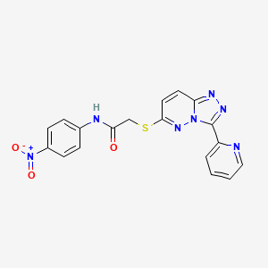 molecular formula C18H13N7O3S B2994454 N-(4-nitrophenyl)-2-((3-(pyridin-2-yl)-[1,2,4]triazolo[4,3-b]pyridazin-6-yl)thio)acetamide CAS No. 868967-69-5