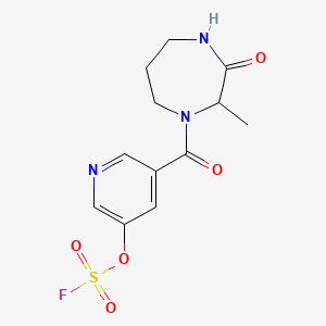 molecular formula C12H14FN3O5S B2994457 1-(5-Fluorosulfonyloxypyridine-3-carbonyl)-2-methyl-3-oxo-1,4-diazepane CAS No. 2418649-70-2